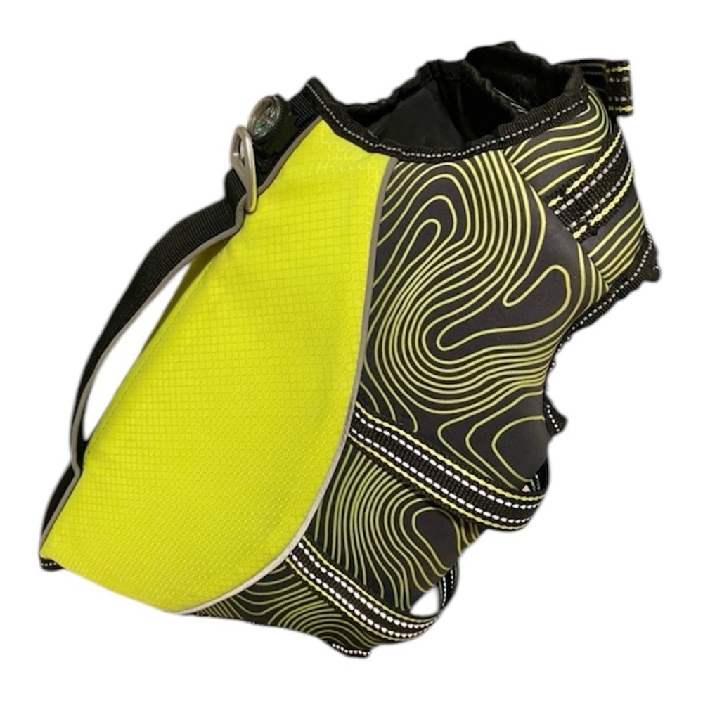 Dog life jacket neon yellow black